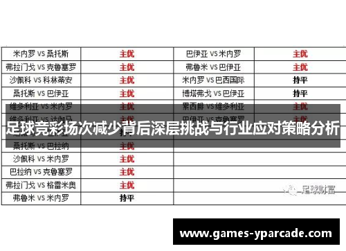 足球竞彩场次减少背后深层挑战与行业应对策略分析